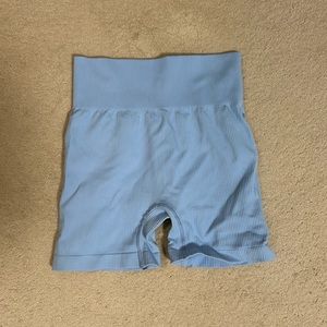 Sky Blue Yoga Shorts. Ribbed and Seamless. Size Medium